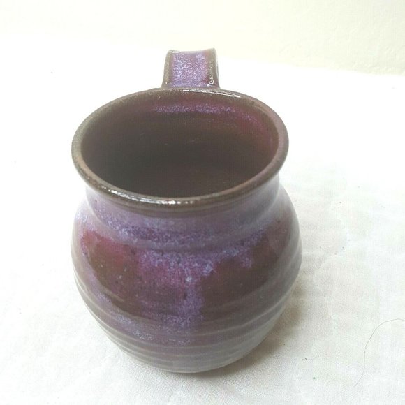 Coffee Mug Cup Studio Art Pottery Purple Drip Glaze Ceramic Marked on Handle JF - Picture 3 of 7